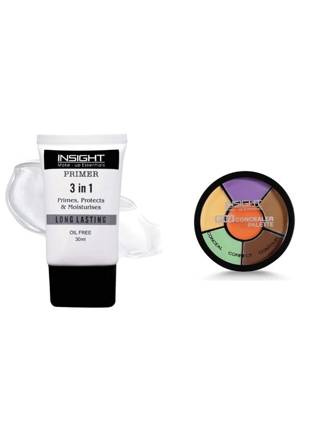 Insight Primer | 3 In 1 Oil Free (PRIMER) & Insight Cosmetics Pro Concealer Palette - Corrector - Image 1